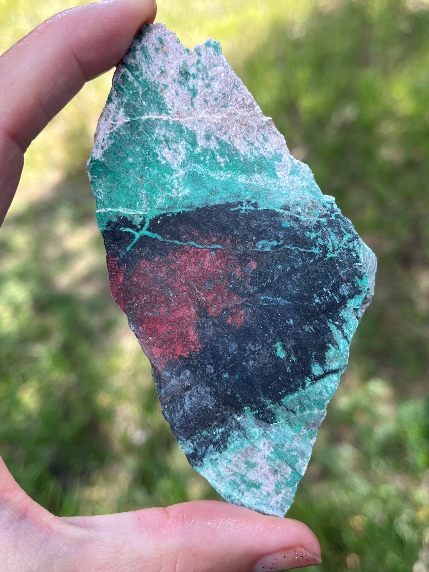 Sonora Sunset Sonora Sunrise Chrysocolla Lapidary slab Red and Green