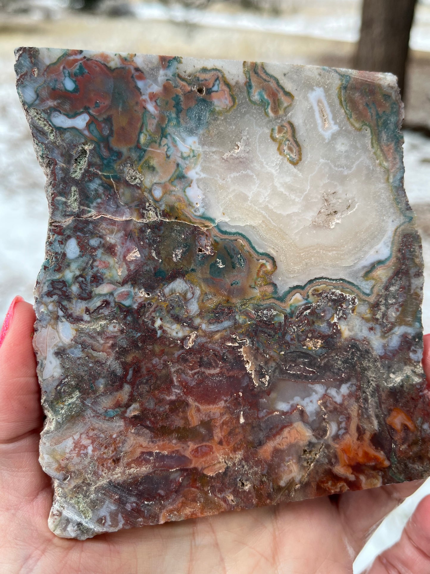 Moroccan agate slab drusy and green moss lapidary supplies