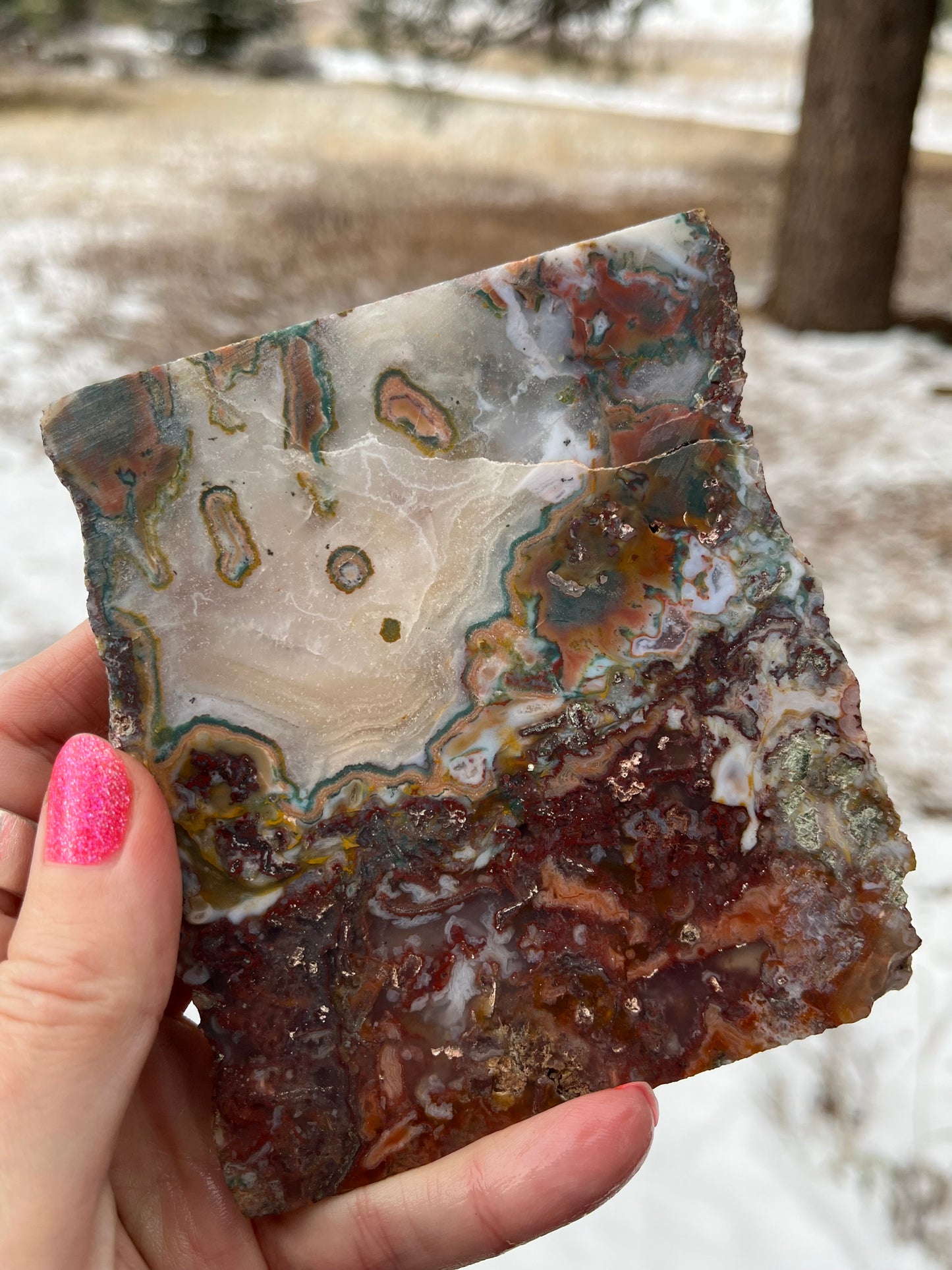 Moroccan agate slab drusy and green moss lapidary supplies