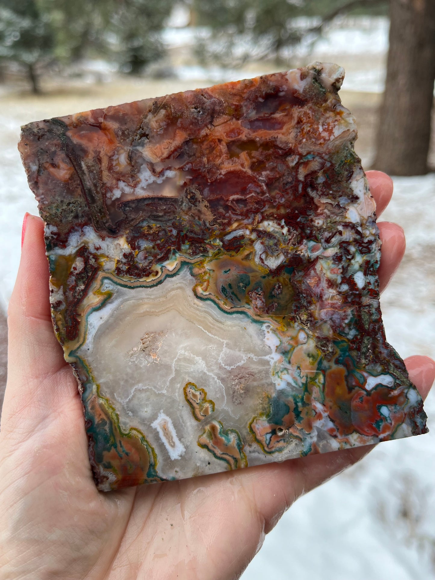 Moroccan agate slab drusy and green moss lapidary supplies