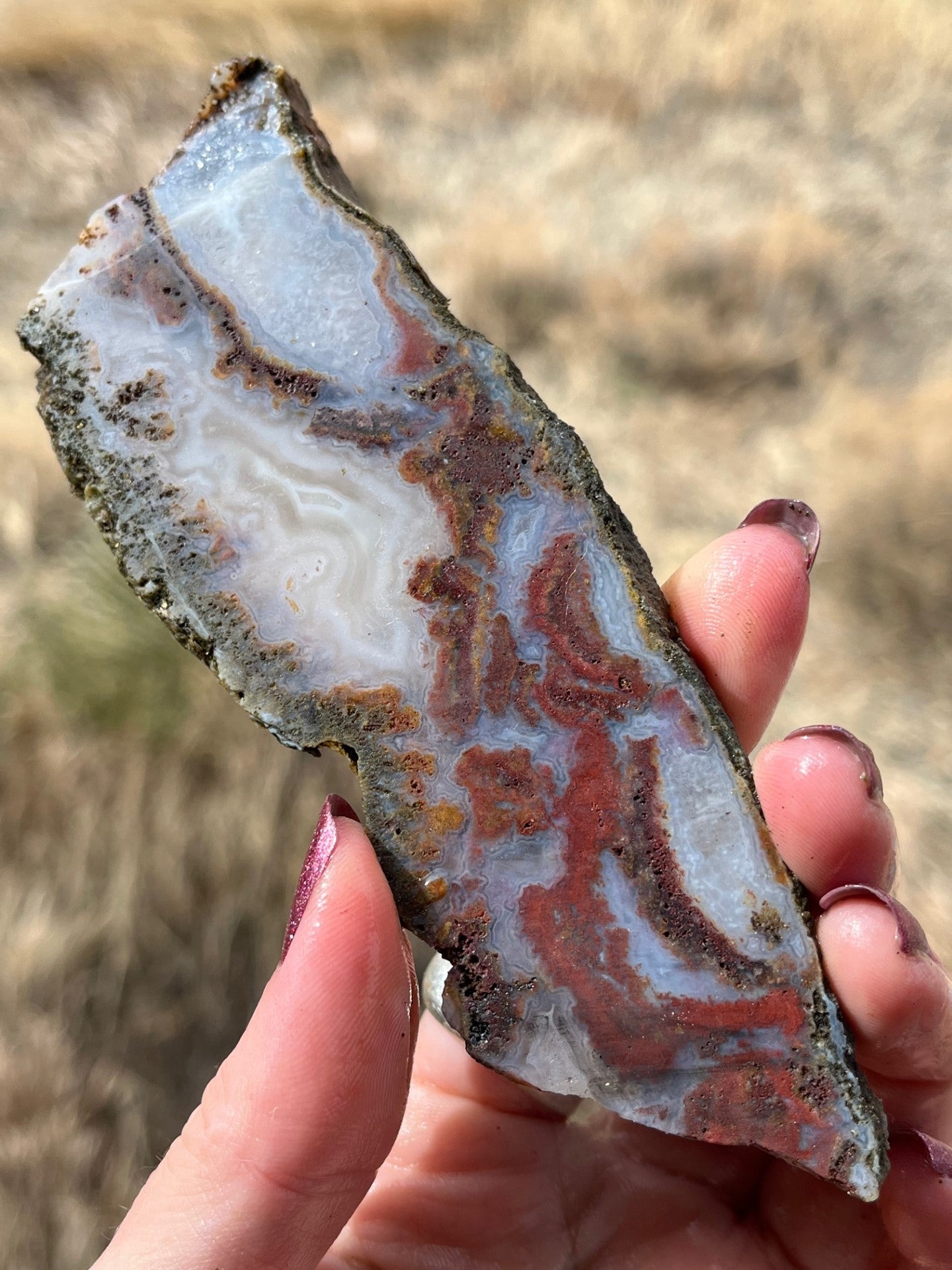 Moroccan agate lapidary slab red and white