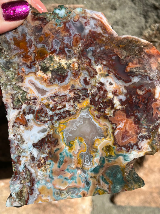 Moroccan Moss agate Lapidary Slab stone