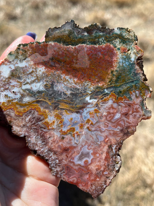 Moroccan Moss Agate Pink Lapidary Slab stone