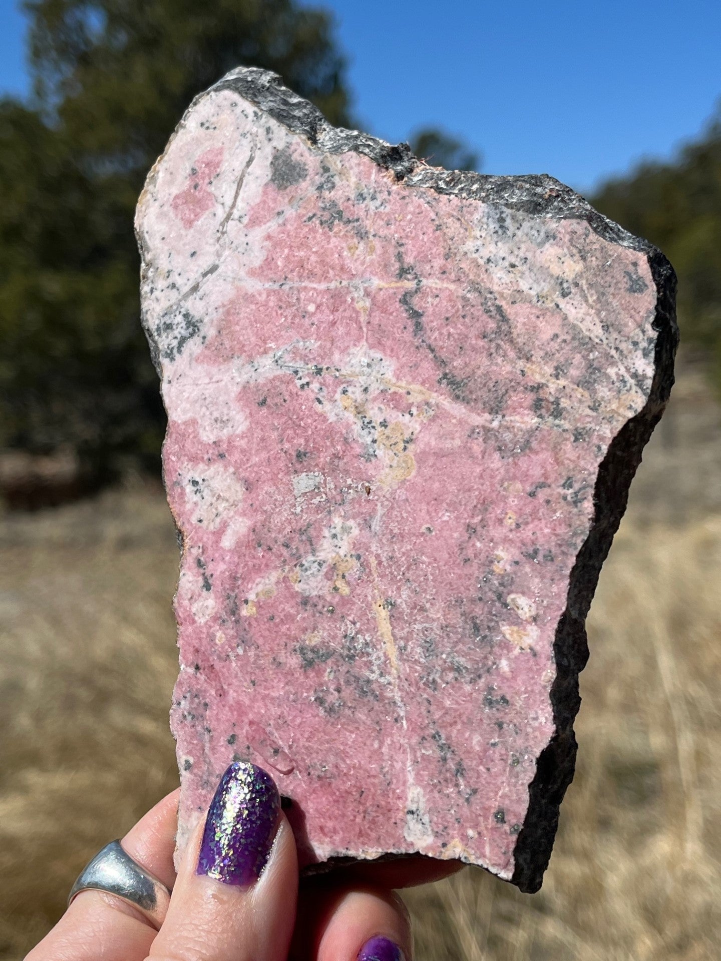 Rhodonite Lapidary stone slab pink