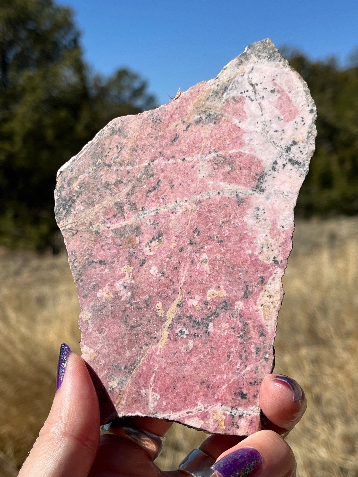 Rhodonite Lapidary stone slab pink