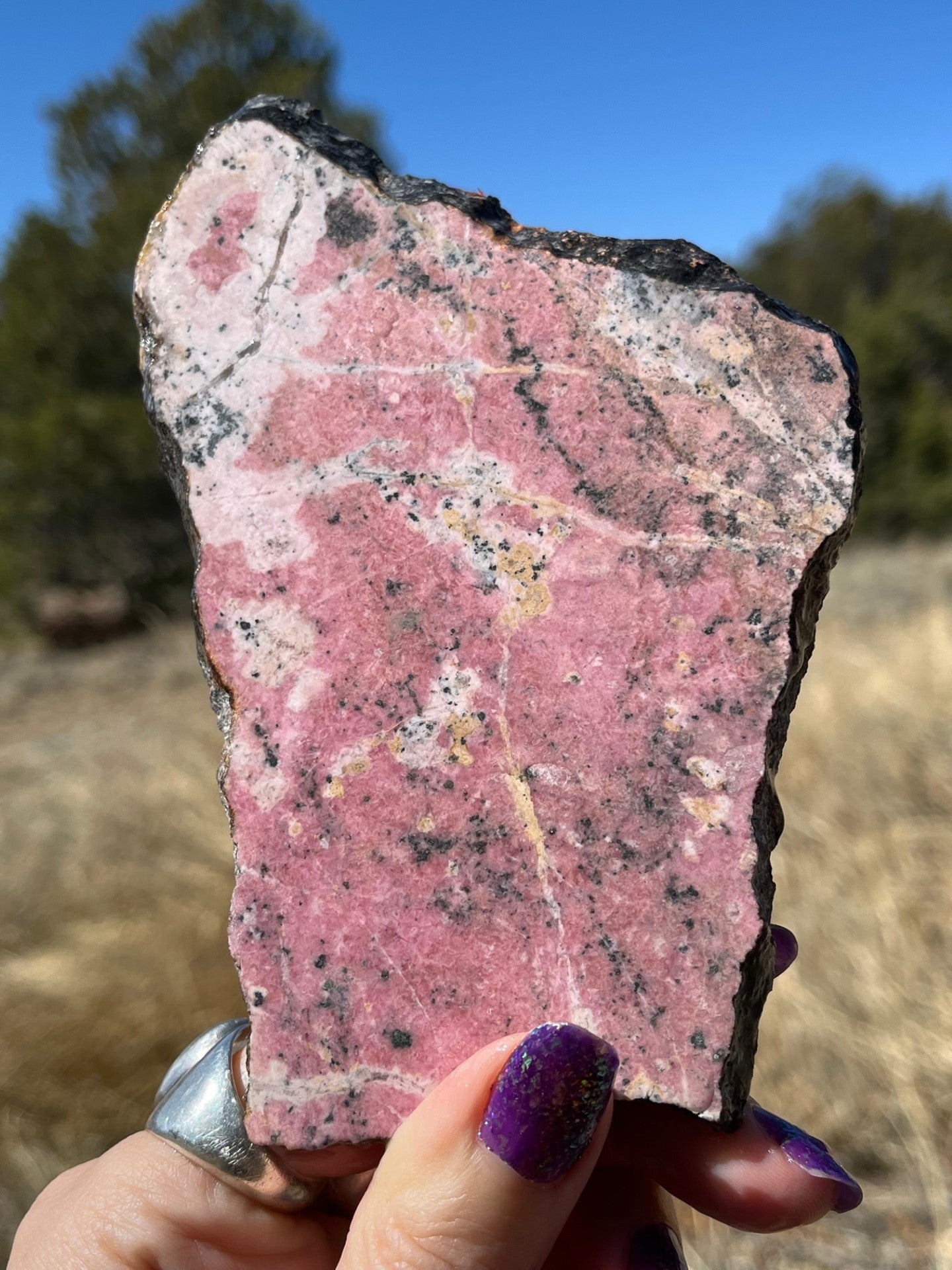 Rhodonite Lapidary stone slab pink