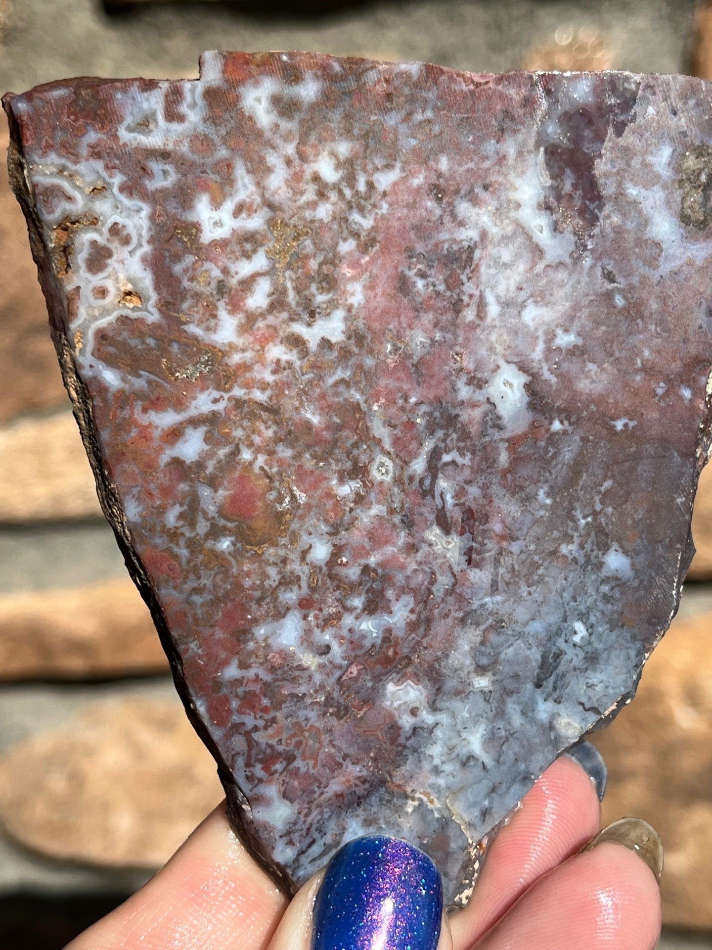 Red Lightening Agate lapidary slab stone